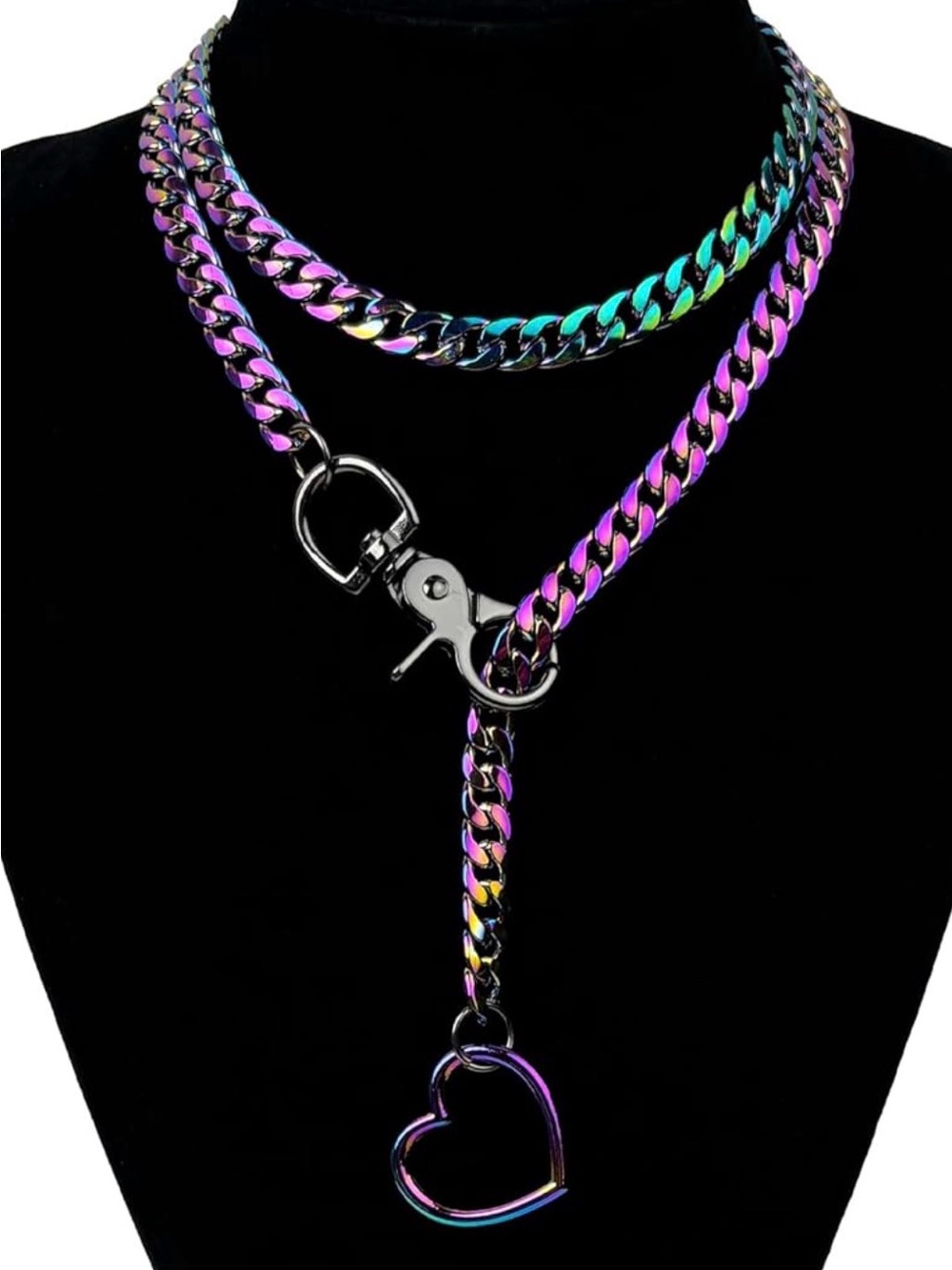 Rainbow Iridescent‎ Heart Chain necklace - Picture 3 of 3